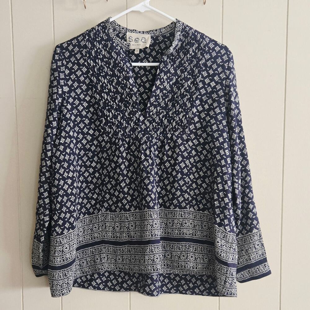 SEA 100% Silk Ladies Blouse Size 4 Pre-Loved Condition